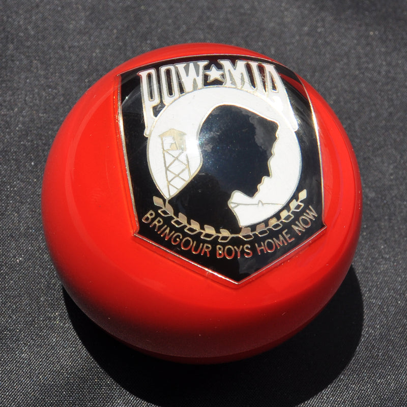 Solid Red w/POW MIA embedded 2.25" diameter round gear shift knob