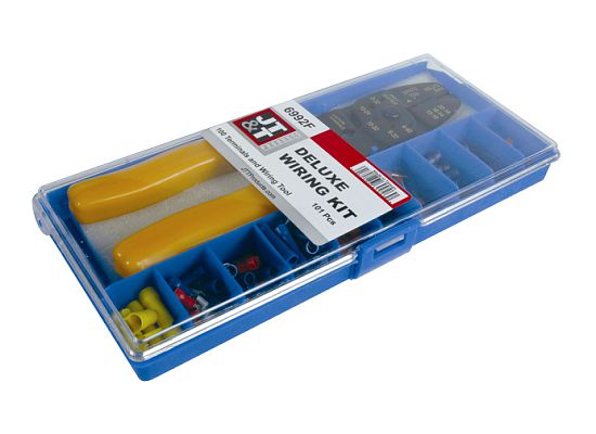 Deluxe Wiring Kit w/ 100 Vinyl Terminals & 1 Stripper/Crimper Tool, 101 piece kit