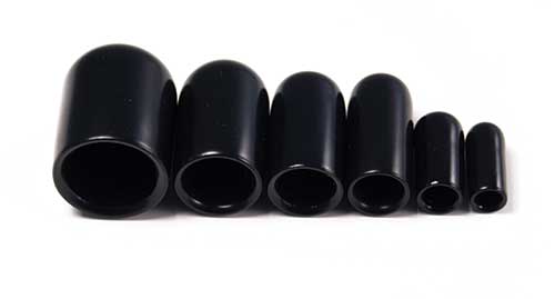 1/8" thru 1/2" Assorted Black Vinyl Vacuum Caps, 30 pieces