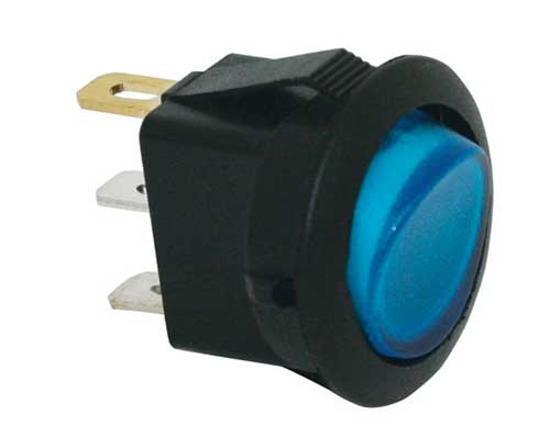 10 AMP @ 12 Volt On/Off round rocker switch - SINGLE