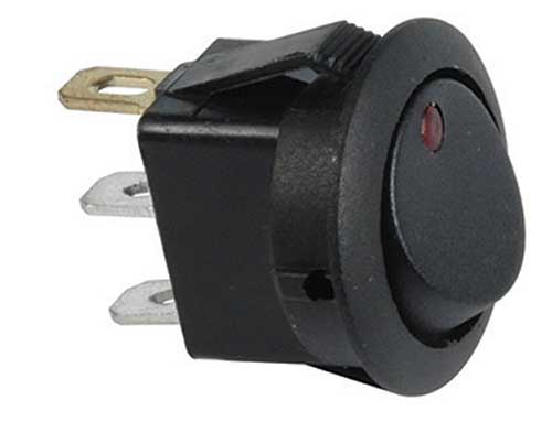 16 AMP @ 12 Volt On/Off LED illuminated round rocker switch - SINGLE