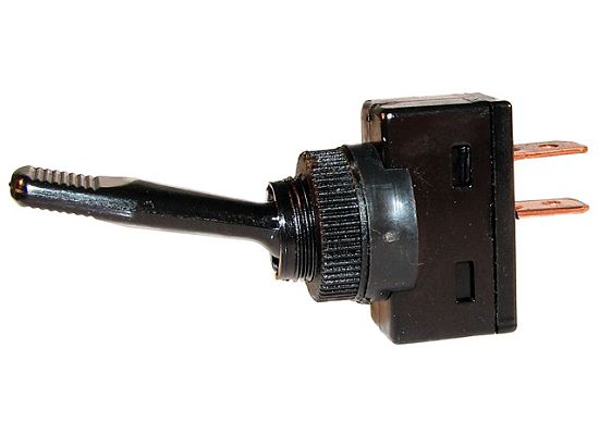 Black non-illuminated momentary toggle switch - 20 amp, 12 volt, S.P.S.T. on / off - SINGLE