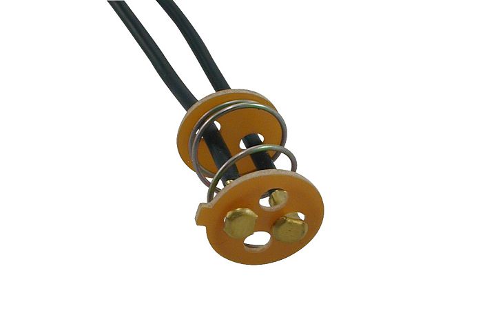 2-Wire universal double contact light socket base w/ fiber washers & tension spring, 2 pieces