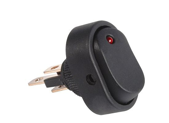 16 AMP @ 12 Volt On/Off LED illuminated oval rocker switch - SINGLE
