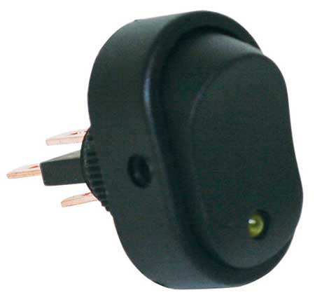 16 AMP @ 12 Volt On/Off LED illuminated oval rocker switch - SINGLE