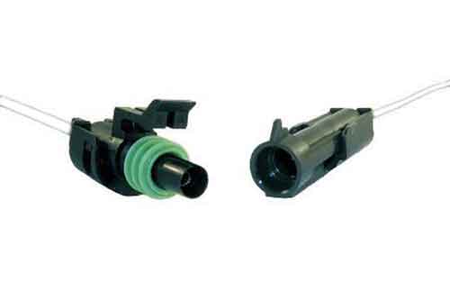 14 AWG weather pack assembly male / female single cavity with 10" pigtails, 1 set