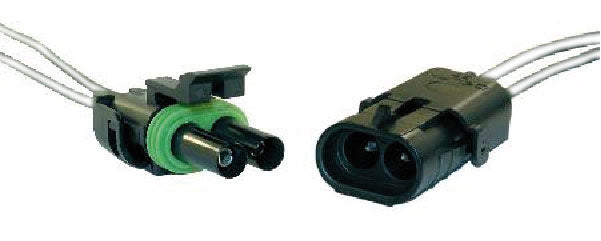 14 AWG weather pack assembly male / female double cavity with 10" pigtails, 1 set