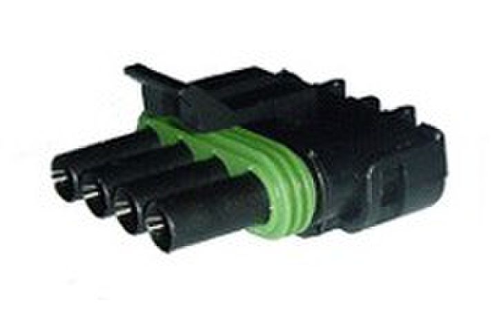 14 AWG weather pack plug assembly, 4 prong / quad cavity - 1 male, 1 female