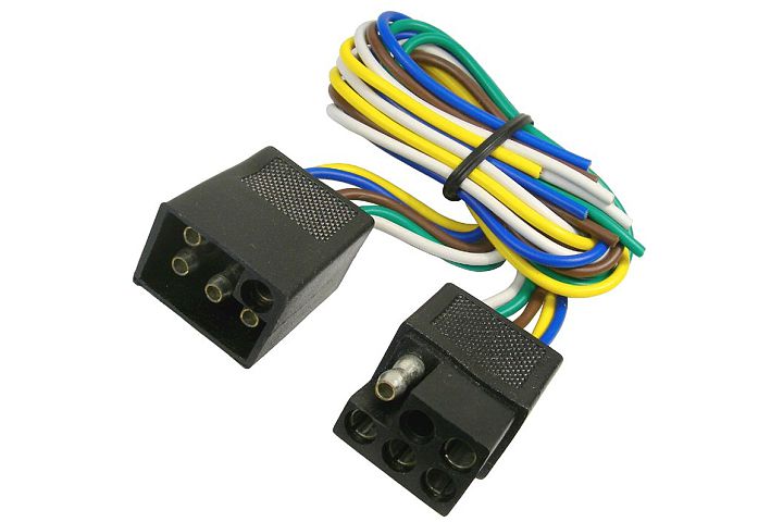 5-way squared moisture proof male/female trailer connectors w/ polarized plugs - 1 piece