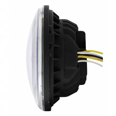 "Halo Glow" single 7" diameter LED projection-style headlight with amber/white outer ring - SINGLE