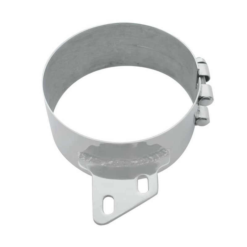 Peterbilt chrome 8" diameter wide band angled bracket exhaust clamp - SINGLE