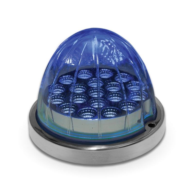 Dual Revolution Red/Blue 19 diode watermelon-style LED light w/base - CLEAR lens