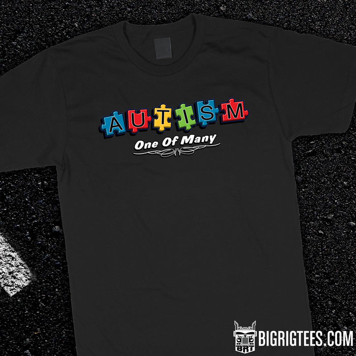 Autism - One of Many trucker tee shirt