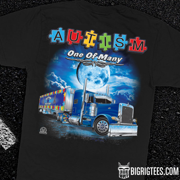 Autism - One of Many trucker tee shirt