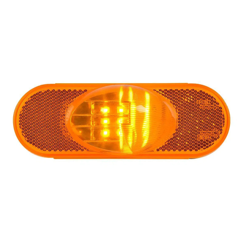 Amber oval 9 diode Flange Mount LED turn signal light w/hump