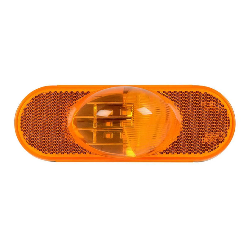 Amber oval 9 diode Flange Mount LED turn signal light w/hump