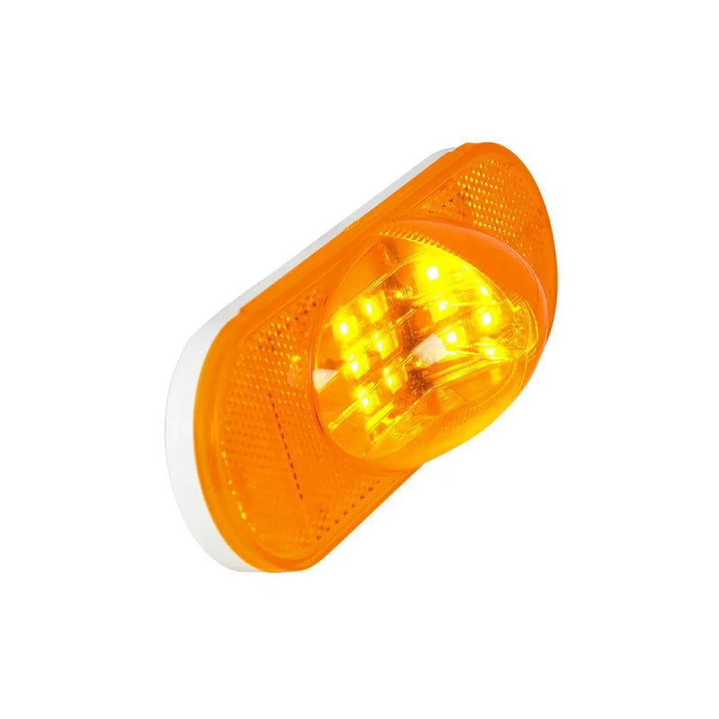 Amber oval 9 diode Flange Mount LED turn signal light w/hump