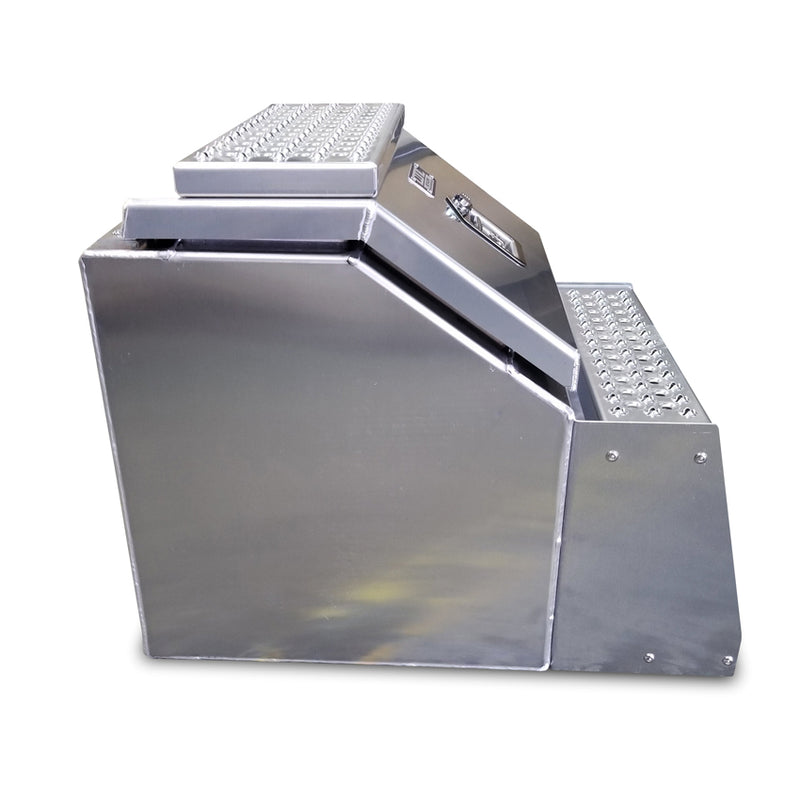 "Big Mouth" 24" (H) x 28" (D) x 18" (L) Aluminum Step Saddle Box / Frame Mount Tool Box/Step