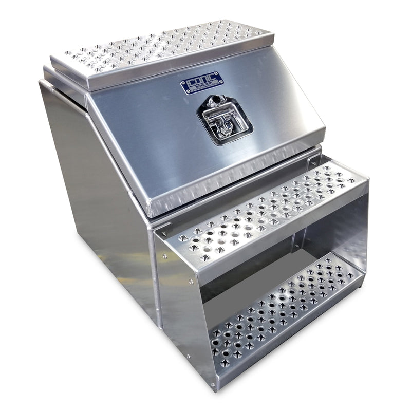"Big Mouth" 24" (H) x 28" (D) x 24" (L) Aluminum Step Saddle Box / Frame Mount Tool Box/Step