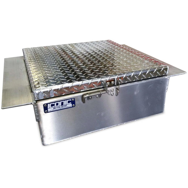 9" (H) x 22" (L) x 28" (W) in-frame/drop in aluminum tool box