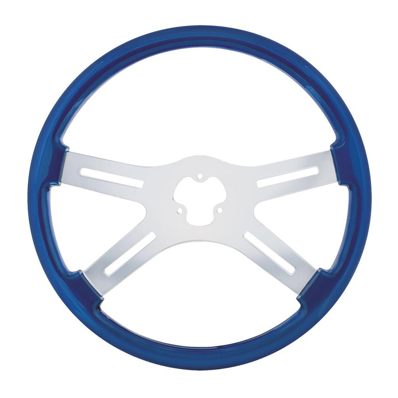 Blue 18" wood steering wheel w/candy finish - 3 hole style