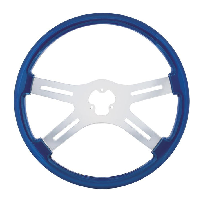Blue 18" wood steering wheel w/candy finish - 3 hole style
