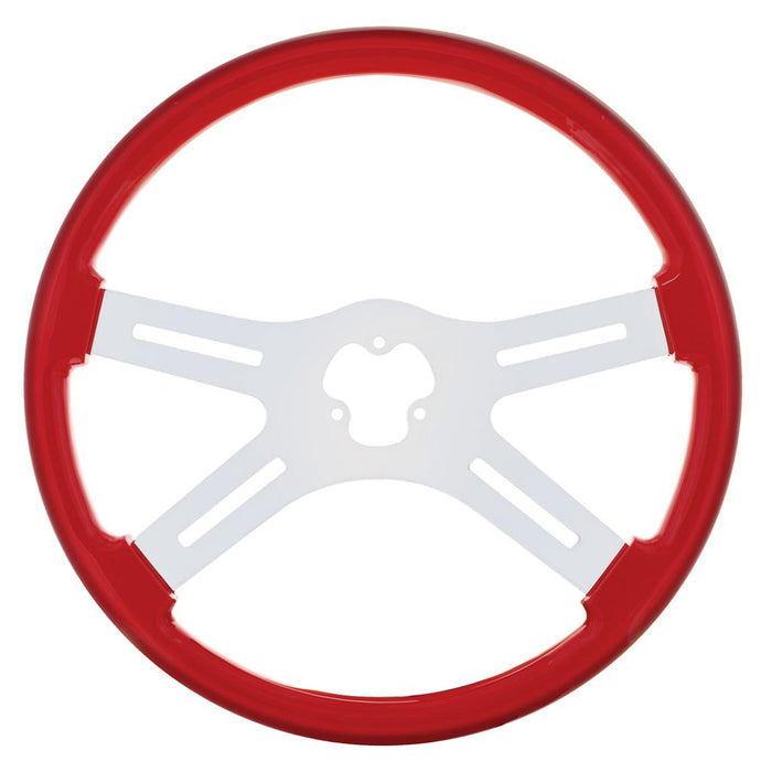 Red 18" wood steering wheel w/candy finish - 3 hole style