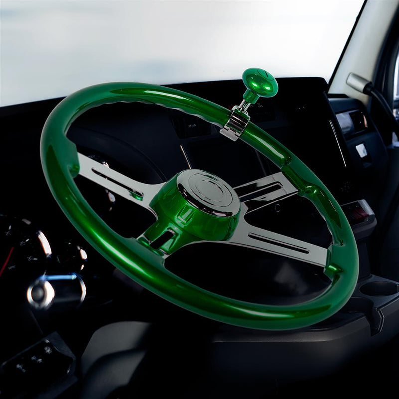 "Emerald Green" 18" wood steering wheel w/candy finish - 3 hole style