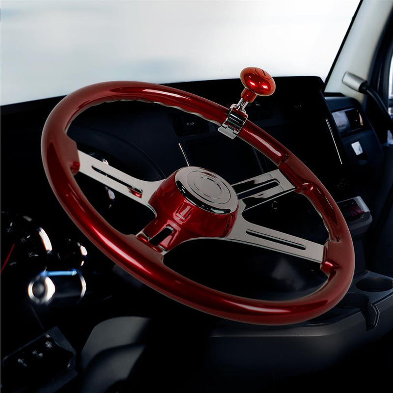 "Candy Red" 18" Wood Steering Wheel W/ Candy Finish - 3 Hole Style