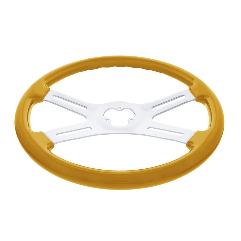 "Electric Yellow" 18" wood steering wheel w/candy finish - 3 hole style