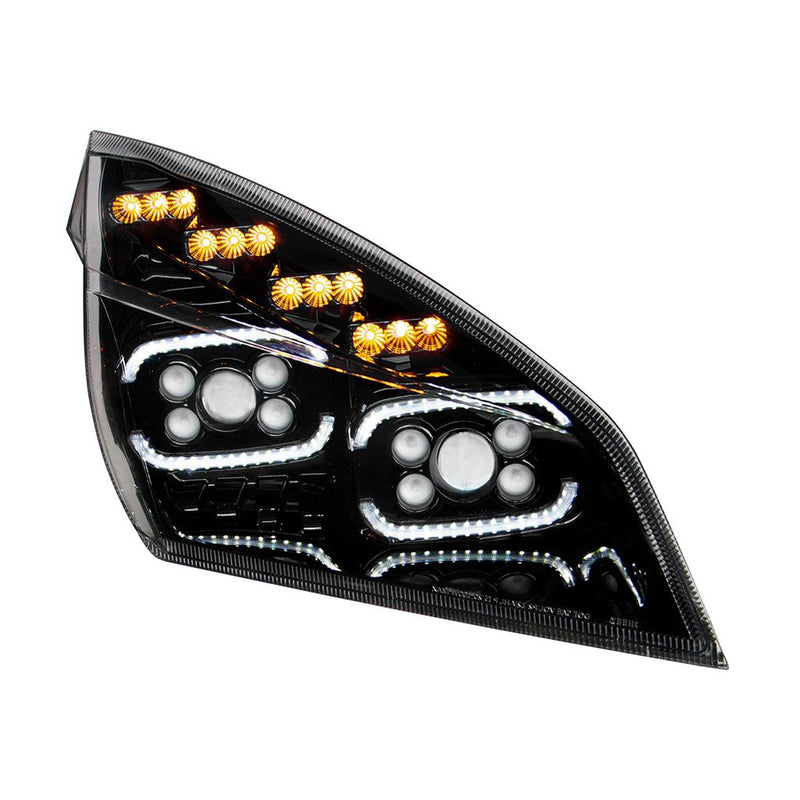 Freightliner Cascadia 2018-2022 all LED projector-style headlight assembly with sequential turn signal and daytlme running light - SINGLE