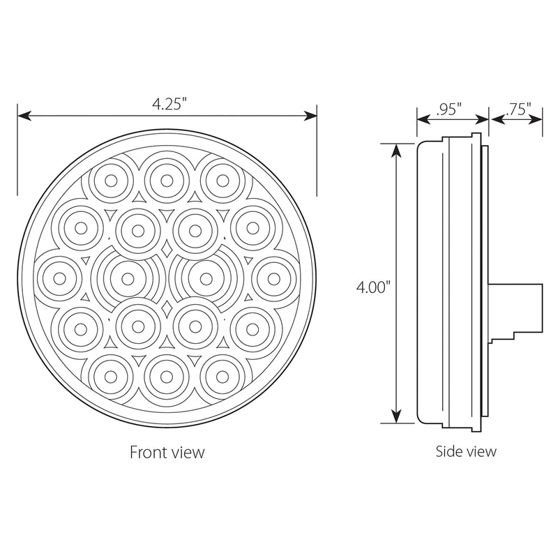 "Fleet" Red 4" round 18 diode LED stop/turn/tail light w/GROTE PLUG