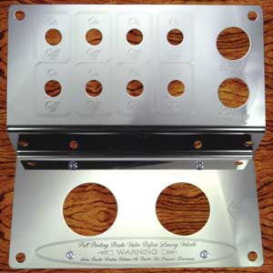 Rockwood Peterbilt -2005 stainless steel control panel trim - parking brake, lighter, accessory