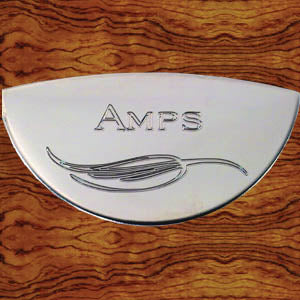 Rockwood Kenworth "Amps" stainless steel gauge emblem - 1/2 moon shape