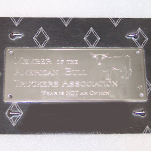 Rockwood stainless steel "Member of the American Bull Truckers Association" statement plate