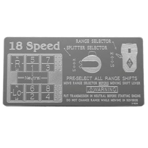 Rockwood Eaton Fuller stainless steel shift pattern plate - 18 Speed Overdrive RTO