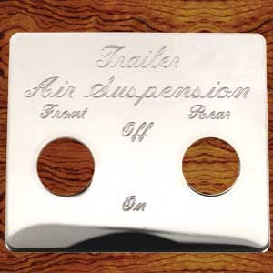 Rockwood Peterbilt 2001+ stainless steel "Trailer Air Suspension" switch plate