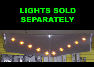 Freightliner Classic/FLD condo stainless steel 17.5" to 15" v-style visor w/10 round 2" light holes