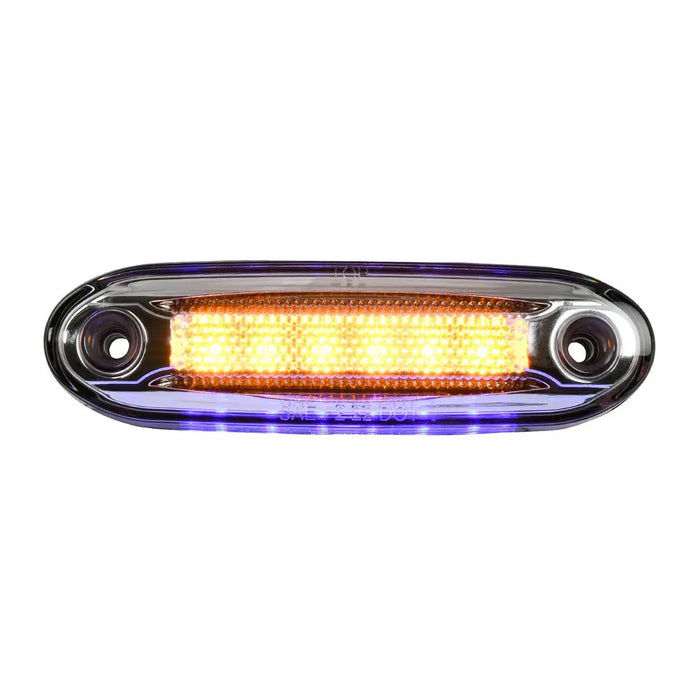5-1/8" rectangular Amber 6 diode LED marker light with Blue 6 diode underglow / ground effects auxiliary light