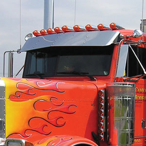 Peterbilt 379 -2004 Flat Top 13" stainless steel drop visor