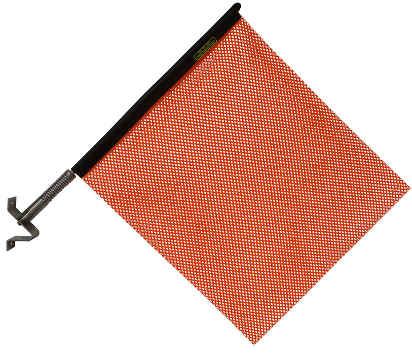 18" red oversize load flag with quick mount connector - INCLUDES BRACKET
