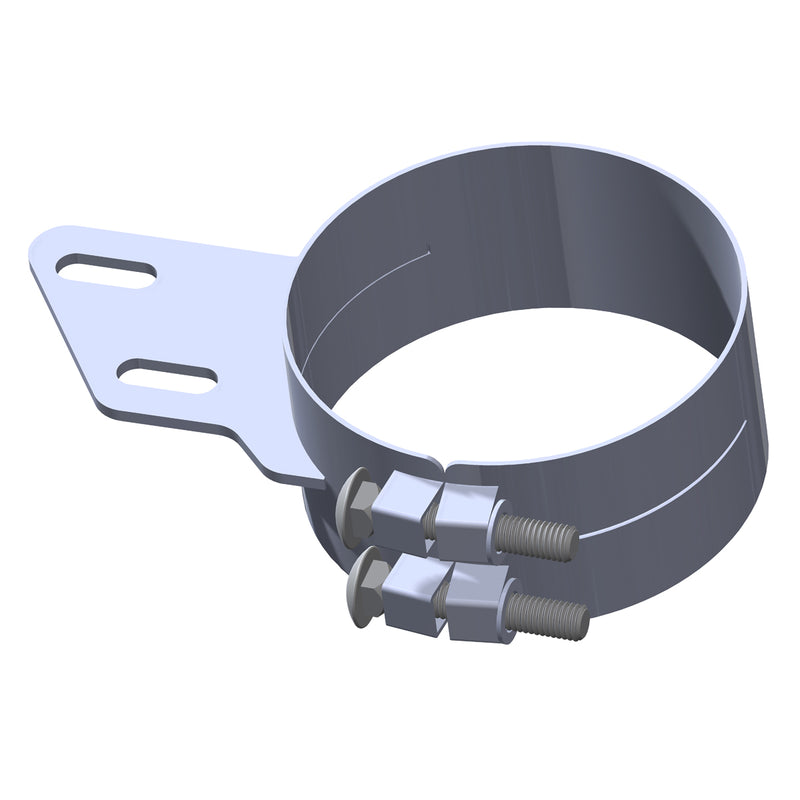 Peterbilt chrome 8" diameter wide clamp with angled bracket - SINGLE