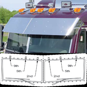 Peterbilt 379 2002-2005 Ultracab 14.5" stainless steel visor