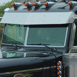 Peterbilt 379 / 389 Ultracab 2005+ w/cab mounted mirrors 11" stainless steel drop visor