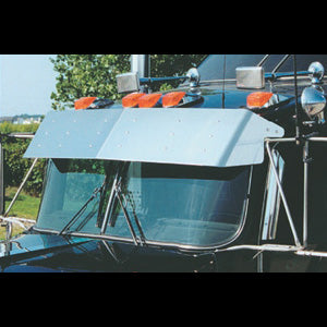 Kenworth T600 / T800 / W900 -2006 w/curved windshield stainless steel 13" drop visor