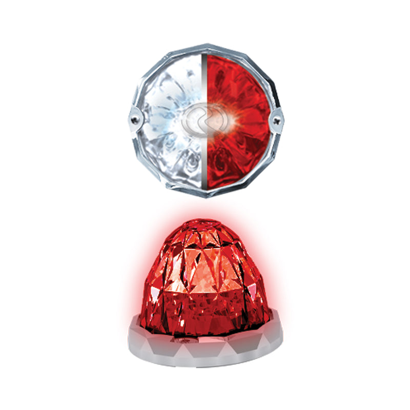 Jewel Series "Hero" dual color watermelon style LED marker/turn signal light w/chrome bezel - SINGLE