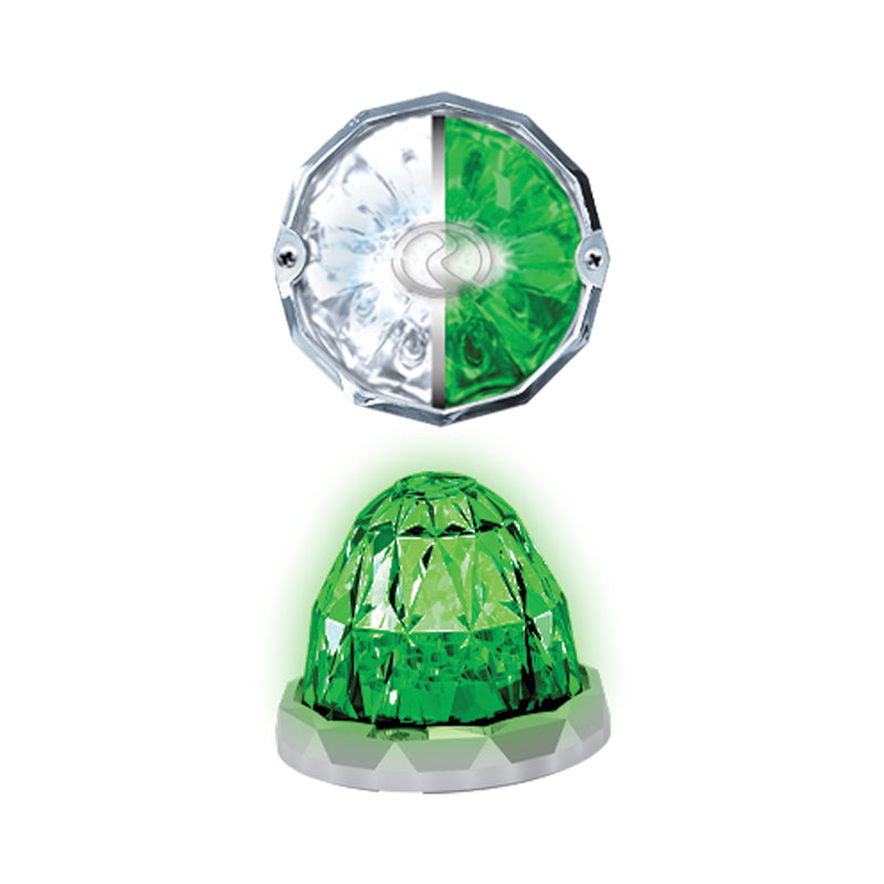 Jewel Series "Hero" dual color watermelon style LED marker/turn signal light w/chrome bezel - SINGLE