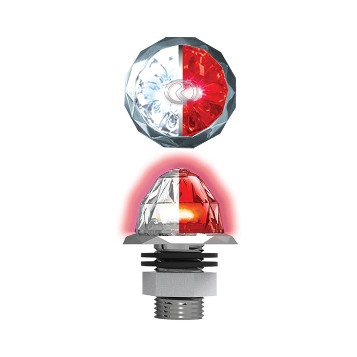 Jewel Series "Mini Hero" 3/4" diameter watermelon-style LED marker/turn signal light w/chrome bezel, 3 wires