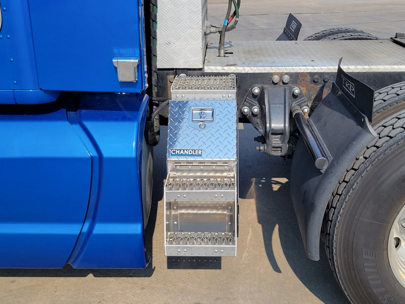 24" (H) x 28" (D) x 12" (L) aluminum step saddle box / frame mount tool box/step