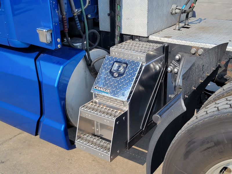 24" (H) x 28" (D) x 12" (L) aluminum step saddle box / frame mount tool box/step